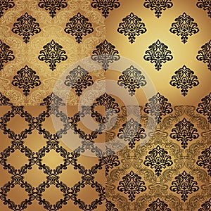 Set of Seamless Pattern In Damask style.