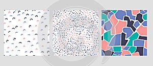 Set of seamless pattern hand-drawn abstract shape and doodle vector illustration