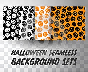 Set of seamless pattern pumpkins with different colour background