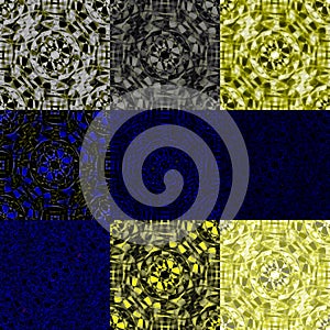 Set of seamless patterns, abstract backgrounds, group 3 item 9. Complex circular overlay. Part 1.