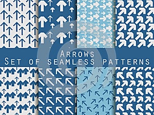 Set of seamless patterns with arrows. For wallpaper, bed linen,