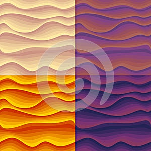 Set of seamless patterns with colorful abstract waves.