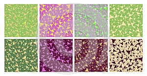 Set of seamless patterns with curls and leaves.