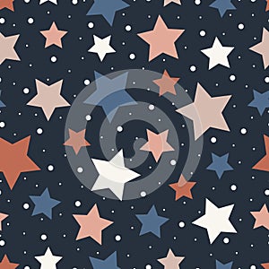 A set of seamless patterns on a dark background multicolored stars