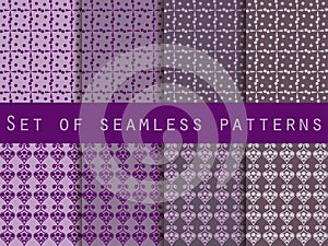 Set of seamless patterns with drops and flowers. Vector. The pattern for wallpaper, tiles, fabrics and designs.