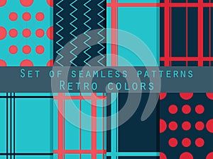 Set of seamless patterns. Geometric seamless pattern. Retro colo