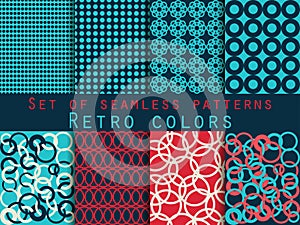 Set of seamless patterns. Geometric seamless pattern. Retro colo