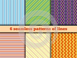 Set of seamless patterns of lines