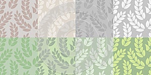 Set of seamless patterns with odd-pinnate complex leaves