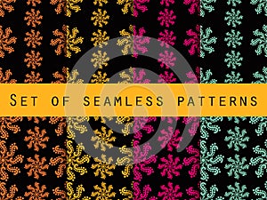 Set seamless patterns. Retro colors. The pattern for wallpaper, bed linen, tiles, fabrics, backgrounds.