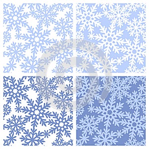 Set of seamless patterns with snowflakes.