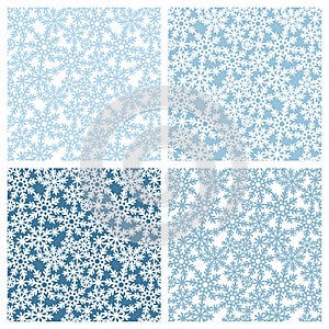 Set of seamless patterns with snowflakes.