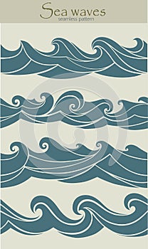 Set of seamless patterns with stylized waves