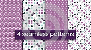 Set of seamless patterns for textile design in retro style