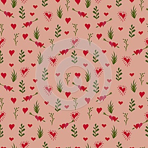 A set of seamless patterns for Valentine s Day measuring 1000 by 1000 pixels with hearts and flowers. Vector graphics