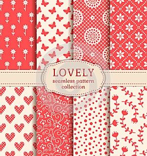 Set of seamless patterns. Vector backgrounds.