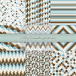 Set of seamless retro patterns. Vector