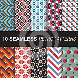 Set of seamless retro patterns vector set for background and wallpaper