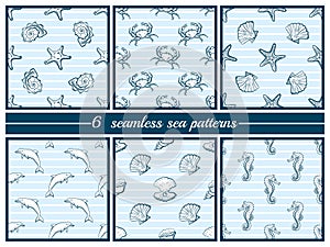 Set Of Seamless Sea Patterns