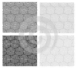 Set of Seamless spiral line pattern vector art