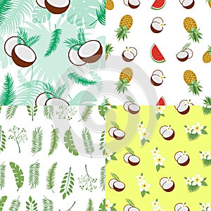 Set of seamless summer patterns.