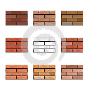 Set of seamless textures of brick wall, vector illustration.