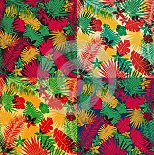 A set of seamless tropical jungle patterns