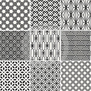Set of seamless vector backgrounds - black and white