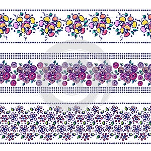 Set of seamless vector hand drawn floral patterns