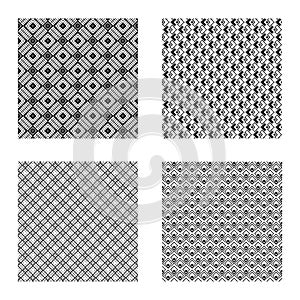 A set of seamless vector patterns. Black and white patterns to create a graph.