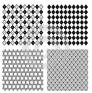A set of seamless vector patterns. Black and white patterns to create a graph.