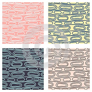 Set of seamless vector patterns. Geometric endless background. Graphic illustration. Print for cover, fabric, wrapping, background