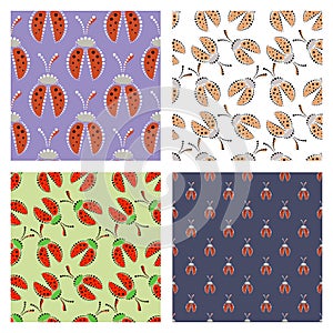 Set of seamless vector patterns with insect