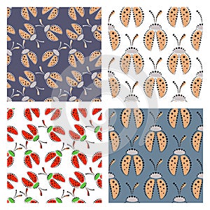Set of seamless vector patterns with insect