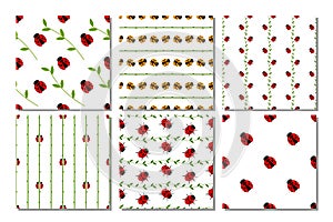 Set of seamless vector patterns with insects