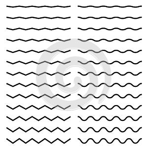 Set of seamless wavy zigzag lines on a white background