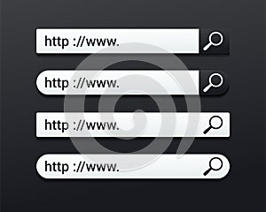 Set of search address and navigation bar. WWW http pictogram.