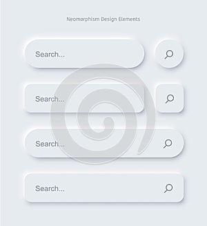 Set of Search bar form templates of neomorphic interface