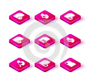 Set Search cloud computing, Add new file, Unknown document, TXT, Document folder, Cloud with check mark, and and icon