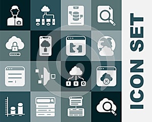 Set Search cloud computing, Failed access storage, Social network, Server, Data, Web Hosting, Cloud technology data