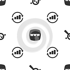 Set Search data analysis, Website template and Graph chart infographic on seamless pattern. Vector