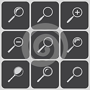 Set of search find lupe icones photo
