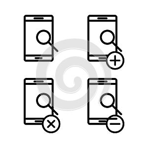 set of search smartphone icons. Element of phone icons for mobile concept and web apps. Thin line icons for website design and dev