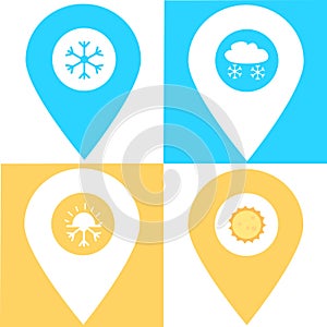 Set of season location map pin pointer icon. Element of map point for mobile concept and web apps. Icon for website design and app