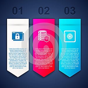 Set Secure your site with HTTPS, SSL, Server shield and Safe. Business infographic template. Vector