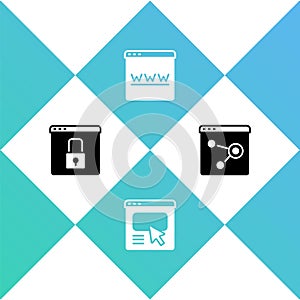 Set Secure your site with HTTPS, SSL, UI or UX design, Browser window and icon. Vector