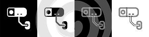 Set Security camera icon isolated on black and white background. Vector