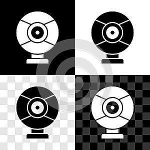 Set Security camera icon isolated on black and white, transparent background. Vector