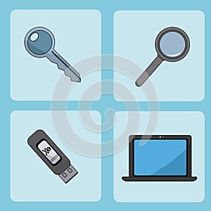 Set of security system icons