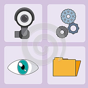 Set of security system icons